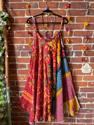 Coffee In The Morning Midi Kantha Summer Dress With Pockets - Fits up to 2X