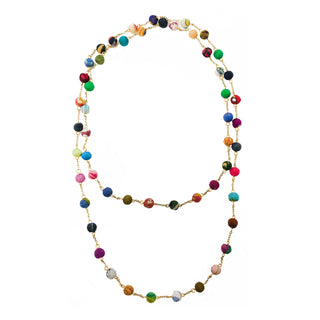 Dotted Upcycled Kantha Long Necklace