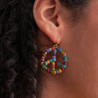 Genevieve Kantha Peace Sign Earrings