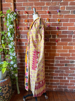 Twilight Reversible Kantha Long Hooded Duster Vest