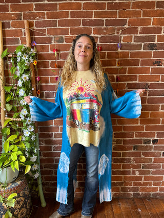 Festival Hippie Bus Inspired Batik Hybrid Tie Dye Hi Lo Top