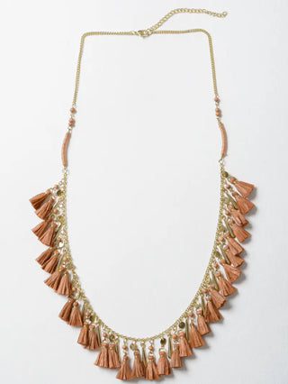 Fringe Tassel Necklace in Clay