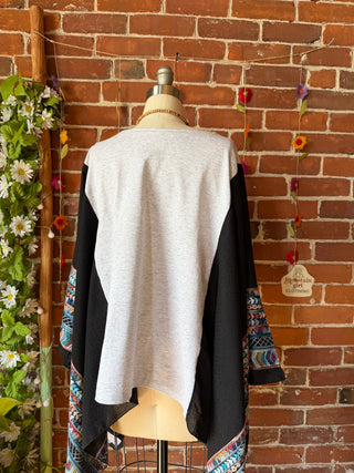 Fleetwood Mac Inspired Black Embroidered Poncho