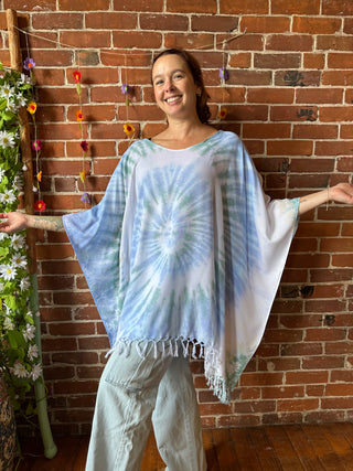 Tie Dye Fringe Poncho Available in Multiple Colors!