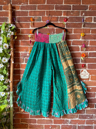 Coffee In The Morning Kantha Ruffle Wide Leg Lounge Pants - Fits up to 2X - Fair Trade Made