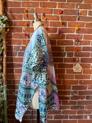 OOAK Summer Collection- Upcycled Grateful Dead Inspired Tie Dye Tapestry Poncho Tee