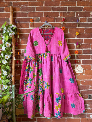 Coffee In The Morning Kantha Dress - Fits up to 3X