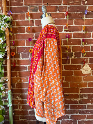 OOAK Summer Collection - Reversible Cosmic Drift Kantha Poncho Top with Luna Butterfly- 2 Tops in 1