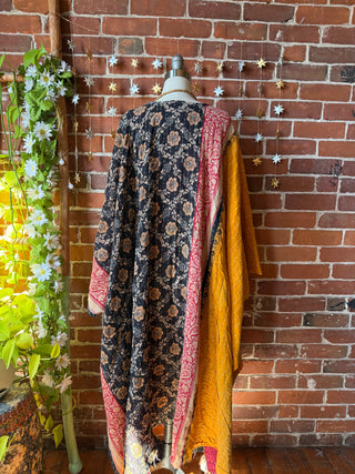 OOAK Autumn Collection-Reversible Stardust Kantha Ruana Jacket With Pockets