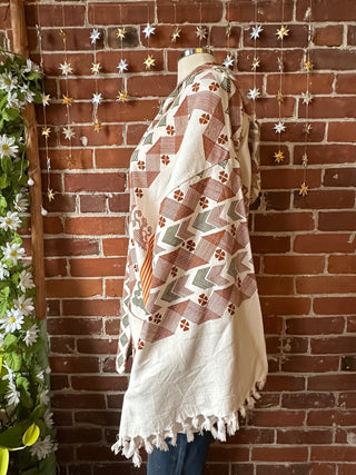 OOAK Autumn Collection - Upcycled Boho Vintage Mix Fabric Bell Sleeve Robe