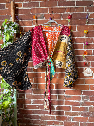 Plus Size Nova Kantha Bell Sleeve Wrap Top- 100% Cotton - Fair Trade Made