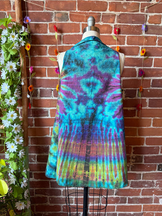 Rainbow Tie Dye Flowy Hem Layering Vest - 100% Cotton