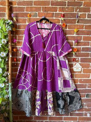 Coffee In The Morning Kantha Dress - Fits up to 3X