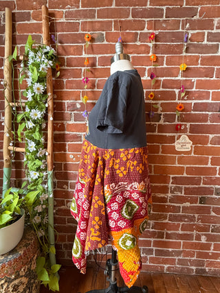 OOAK Summer Collection- Upcycled Queen Inspired Kantha Tunic Top Size Small/Medium