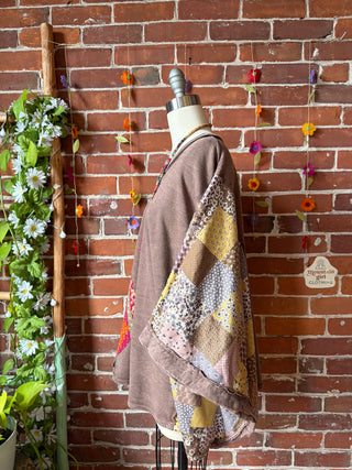 OOAK Summer Collection - Upcycled Peace Sign Patch Poncho Style Top ☮️