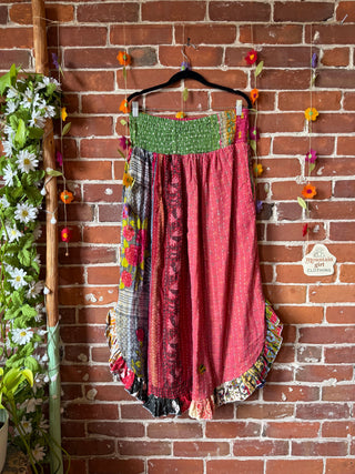 Coffee In The Morning Kantha Ruffle Wide Leg Lounge Pants - Fits up to 2X - Fair Trade Made