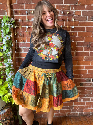 Cotton Mushroom Peace Sign Mineral Wash Cropped Tee