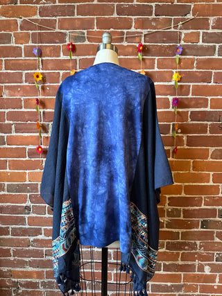 Upcycled Grateful Dead Inspired Purple Haze Embroidered Poncho Top