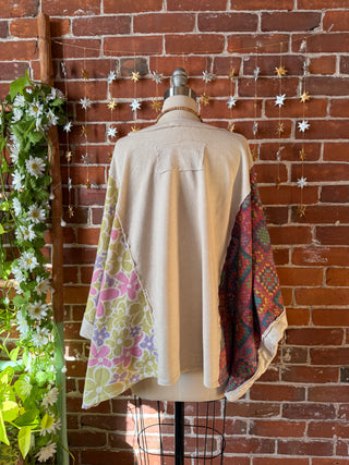 OOAK Winter Collection - Upcycled Kantha Flower Patch Patchwork Poncho Style Top 🌼