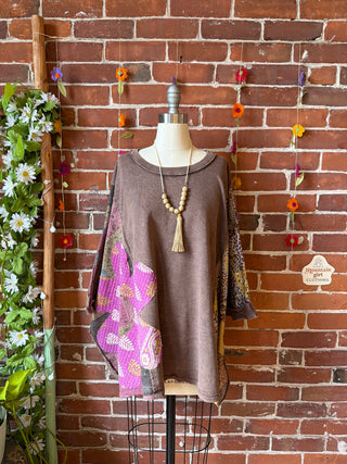 OOAK Summer Collection - Upcycled Flower Patch Patchwork Poncho Style Top 🌼