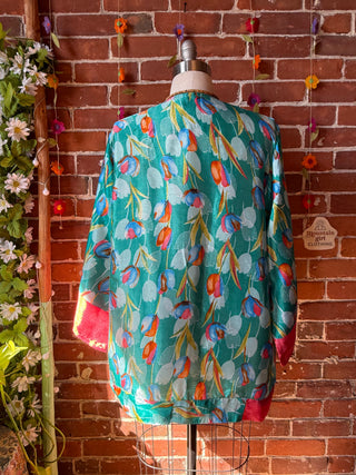 Autumn Moon Silky Flowy Kimono - Fair Trade Made - Final Sale