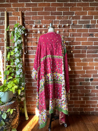 OOAK Autumn Collection-Reversible Stardust Kantha Ruana Jacket With Pockets