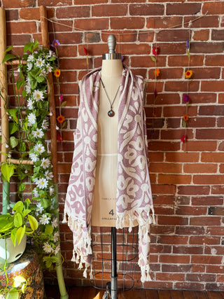 Pink Sky Fringe Duster Vest - 100% Cotton