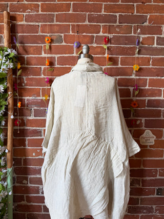 Earth & Sky Linen Cowl Poncho Top - Made in Italy - Multiple Colors Available