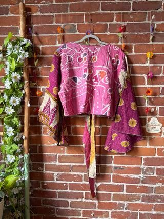 Plus Size Nova Kantha Bell Sleeve Wrap Top- 100% Cotton - Fair Trade Made