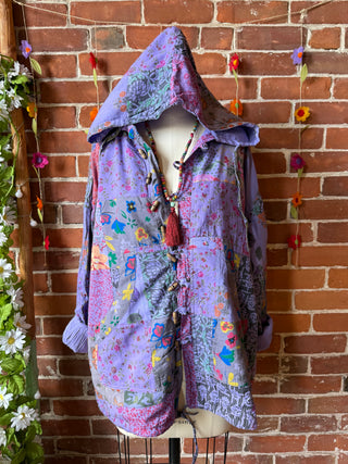 Purples Meadow Patchwork Hoodie Hooded Jacket