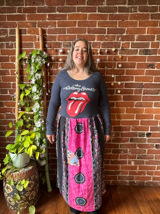 OOAK Autumn Collection - Size Large/XL Upcycled Rolling Stones Inspired Tshirt Dress