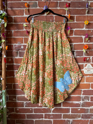 OOAK Summer Collection- Patchwork Butterfly Floral Skirt Size Large