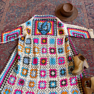 Grateful Dead Inpsired Crochet Granny Square Cardigan