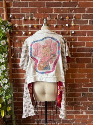 OOAK Winter Collection - Size XS/Small Dolly Parton Inspired Upcycled Hi Lo Kantha Poncho Jacket