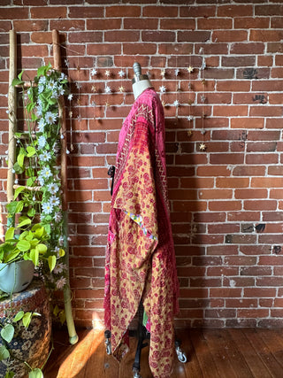OOAK Autumn Collection-Reversible Stardust Kantha Ruana Jacket With Pockets