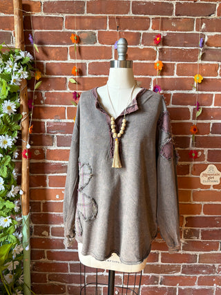 OOAK Spring Collection - Upcycled Kantha Peace Sign + Flower Patch Patchwork Top ☮️