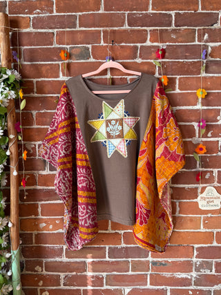 OOAK Autumn Collection- Upcycled  Poncho Tee