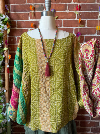 OOAK Summer Collection - Reversible Cosmic Drift Kantha Poncho Top - 2 Tops in 1
