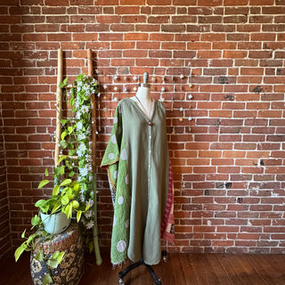 OOAK Autumn Collection - Upcycled Button Up Kantha Poncho Duster Kimono / Dress