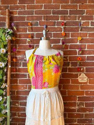 Size 14-20 In Bloom Reversible Kantha Halter Top - 100% Cotton - Fair Trade Made