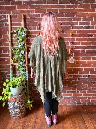 Autumn Skies Stonewashed Flowy Poncho Tunic - Multiple Colors Available- Fair Trade Made