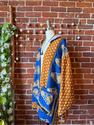 OOAK Autumn Collection - Lennon Kantha Bell Sleeve Hooded Jacket