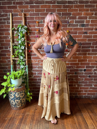 Floral Stevie Mineral Wash Skirt Maxi Length - Multiple Colors Available - Fair Trade Made