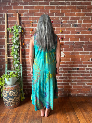 Oh So Flowy Tie Dye Sleeveless Midi Dress with Pockets - Multiple Colors - Fair Trade Made