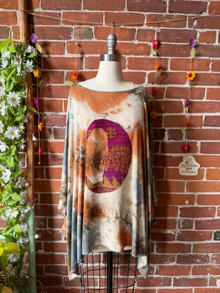OOAK Spring Collection - Callisto Kantha Crescent Moon Tunic Poncho Top