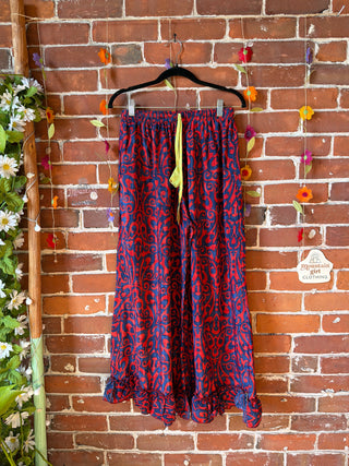 Festival Drift Wide Leg Recycled Sari Lounge Pants - Free Size - Fair Trade Made