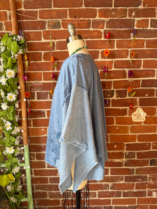 OOAK Spring Collection - Upcycled Kantha Flower Patch Patchwork Poncho Style Top 🌼
