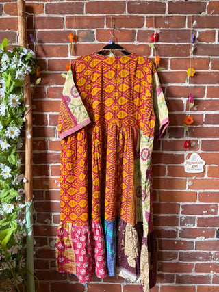 Coffee In The Morning Kantha Dress - Fits up to 3X - 100% Cotton- Fair Trade Made