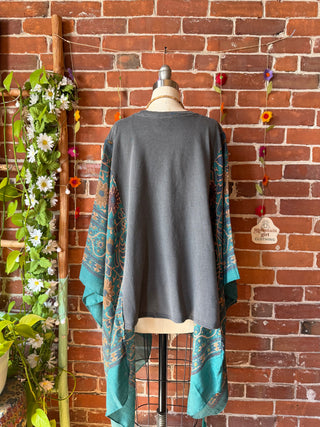 Fleetwood Mac Hybrid Boho Print Hi Lo Poncho Top