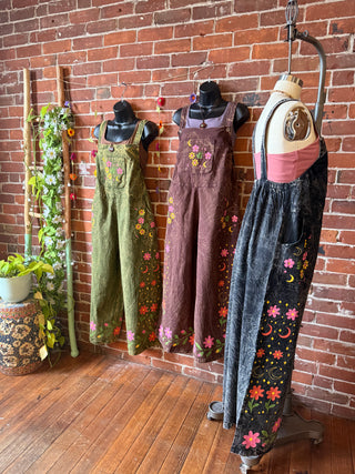 Boho Moon & Blooms Wide Leg Overalls -Multiple Colors and Sizes